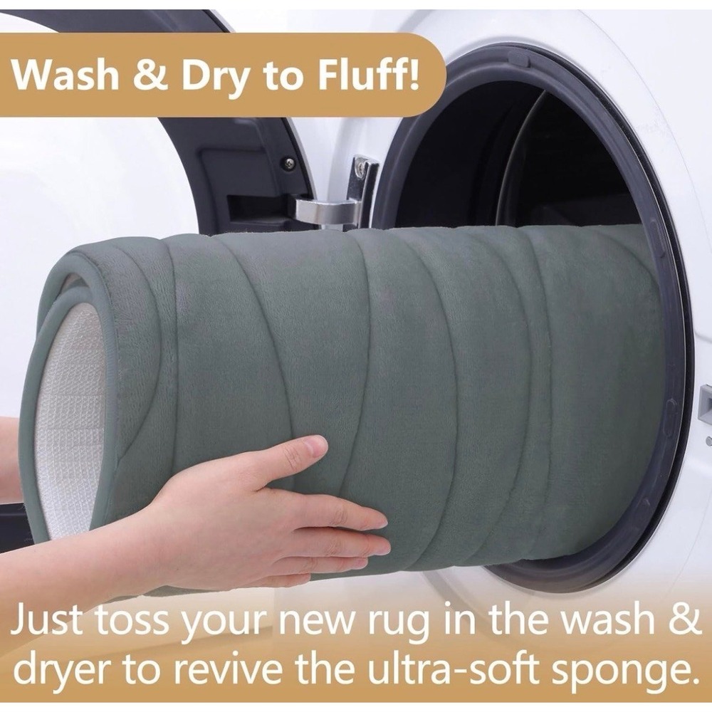 New Set of 2 Buganda Memory Foam Bath Mats – 17" x 47" – Extra Soft Grey - Picture 3 of 7